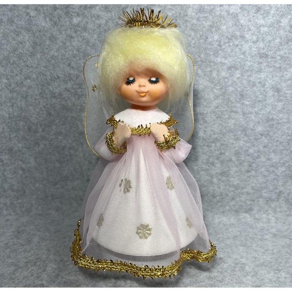 VTG Revolving Angel Musical Blonde MCM Japan 60s Halo Christmas Wind Up Case - Picture 1 of 11